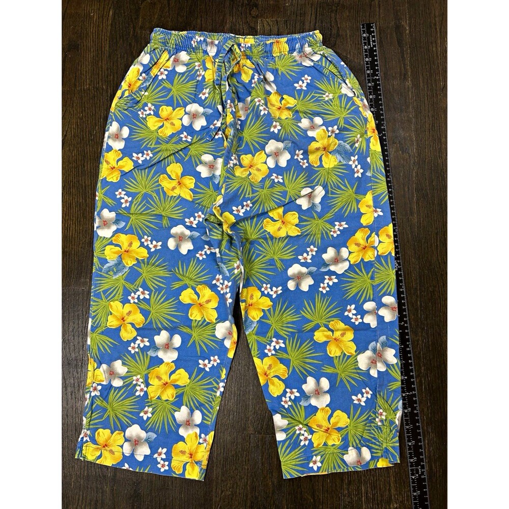 VTG Southern Expressions L Tropical Floral Capri Pants Islandcore 100% Cotton